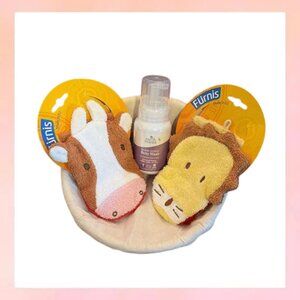 NWT Fürnis Animal Bath Mitts & Earth Mama Calming Lavender Baby Wash Set